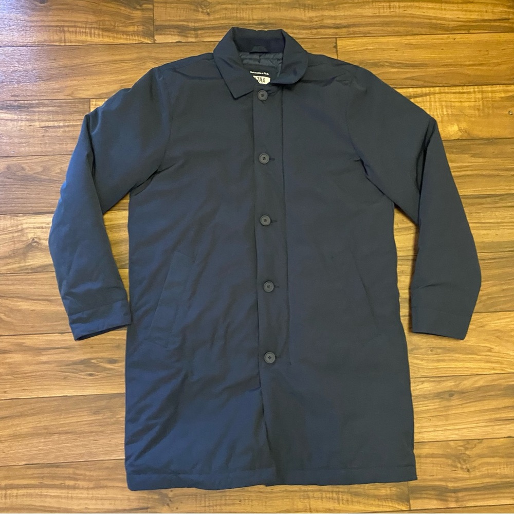 Abercrombie & Fitch Navy Single-Breasted Trench Coat